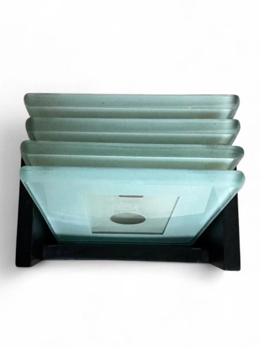 Glass Photo Coaster set with Wooden Holder - Set of 4